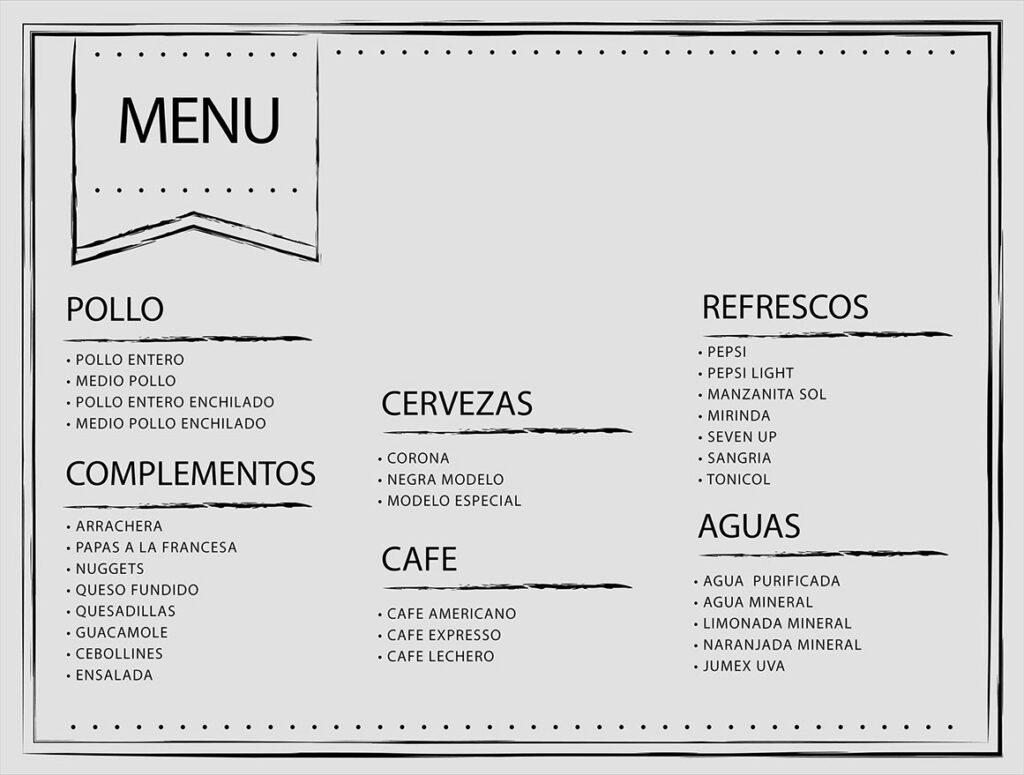 Menu – Pollo Leñero